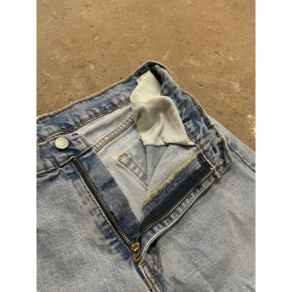 Levis 550 Jeans Mens 34x31 Light Wash Blue Relaxed Tapered Stretch Denim Zip Fly